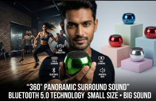 INEFABLE Mini Boost 4 Bluetooth Speaker 4D Mini Electroplating Round Steel Speaker - Multicolor - Pack of 1